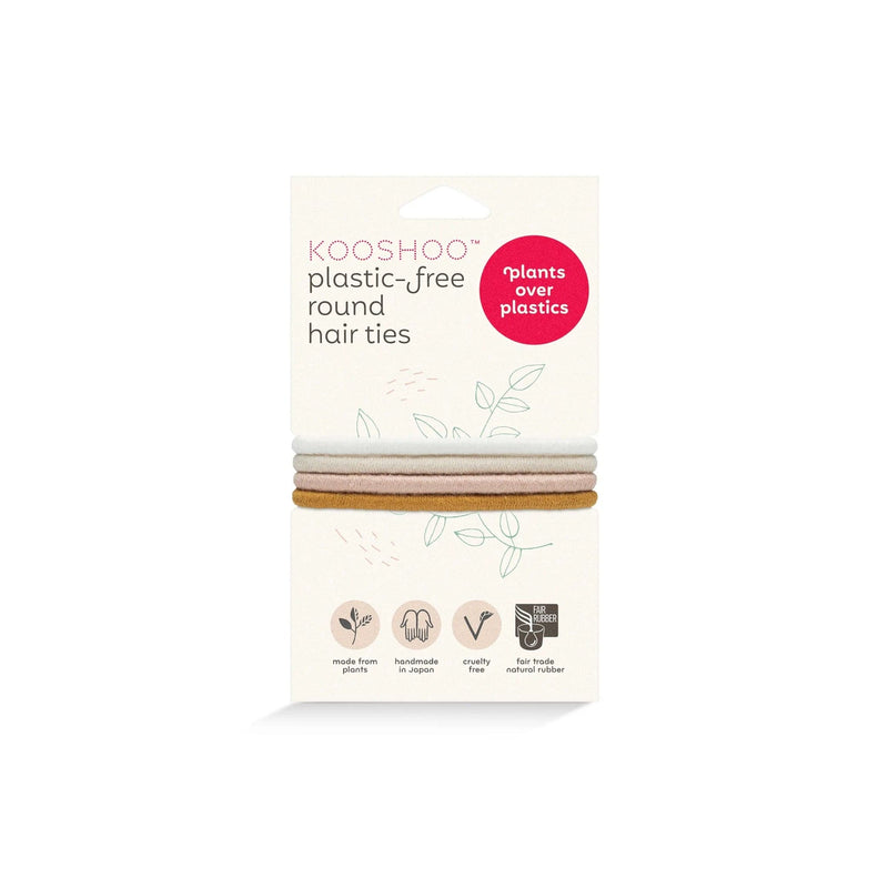 A pack of golden fibers plastic-free hair ties from the brand KOOSHOO.