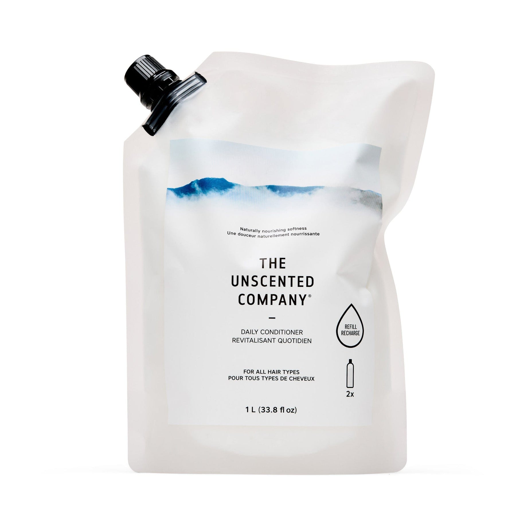 The Unscented Company daily conditioner refill for all hair types, 1 L (33.8 fl oz).