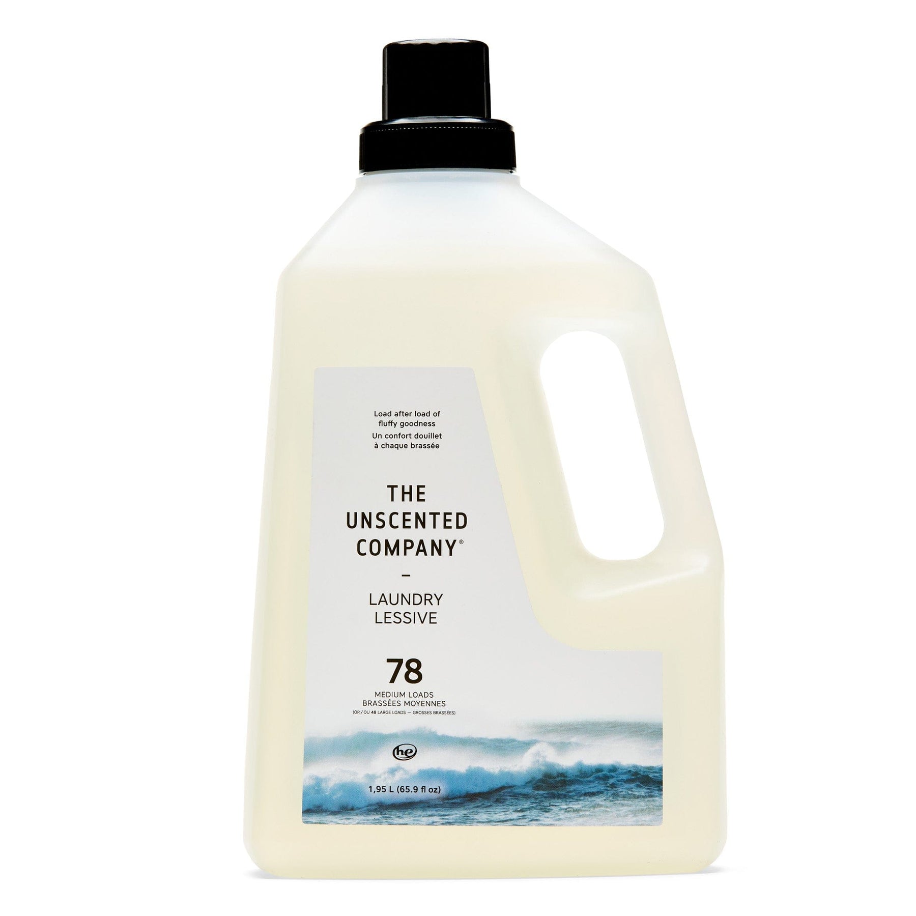 The Unscented Company laundry detergent bottle for 78 medium loads.