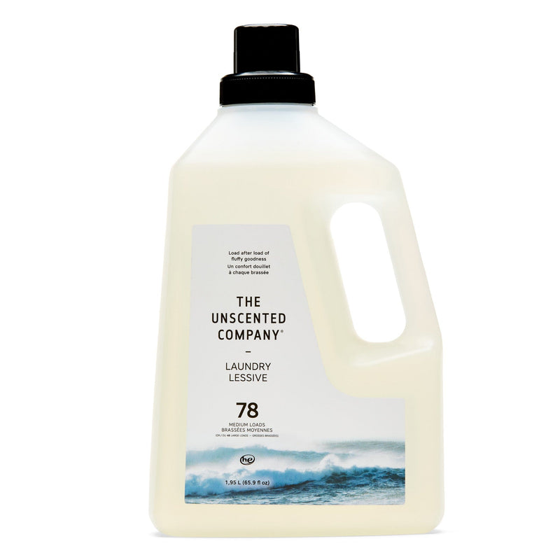 The Unscented Company laundry detergent bottle for 78 medium loads.