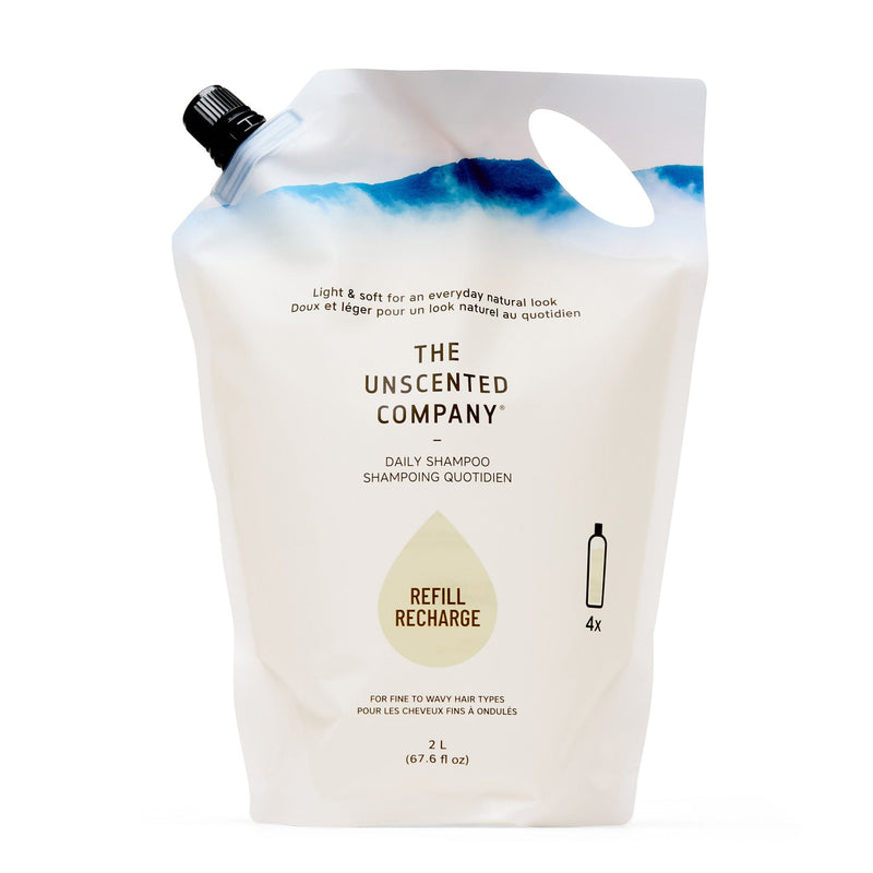 The Unscented Company daily shampoo refill pouch.