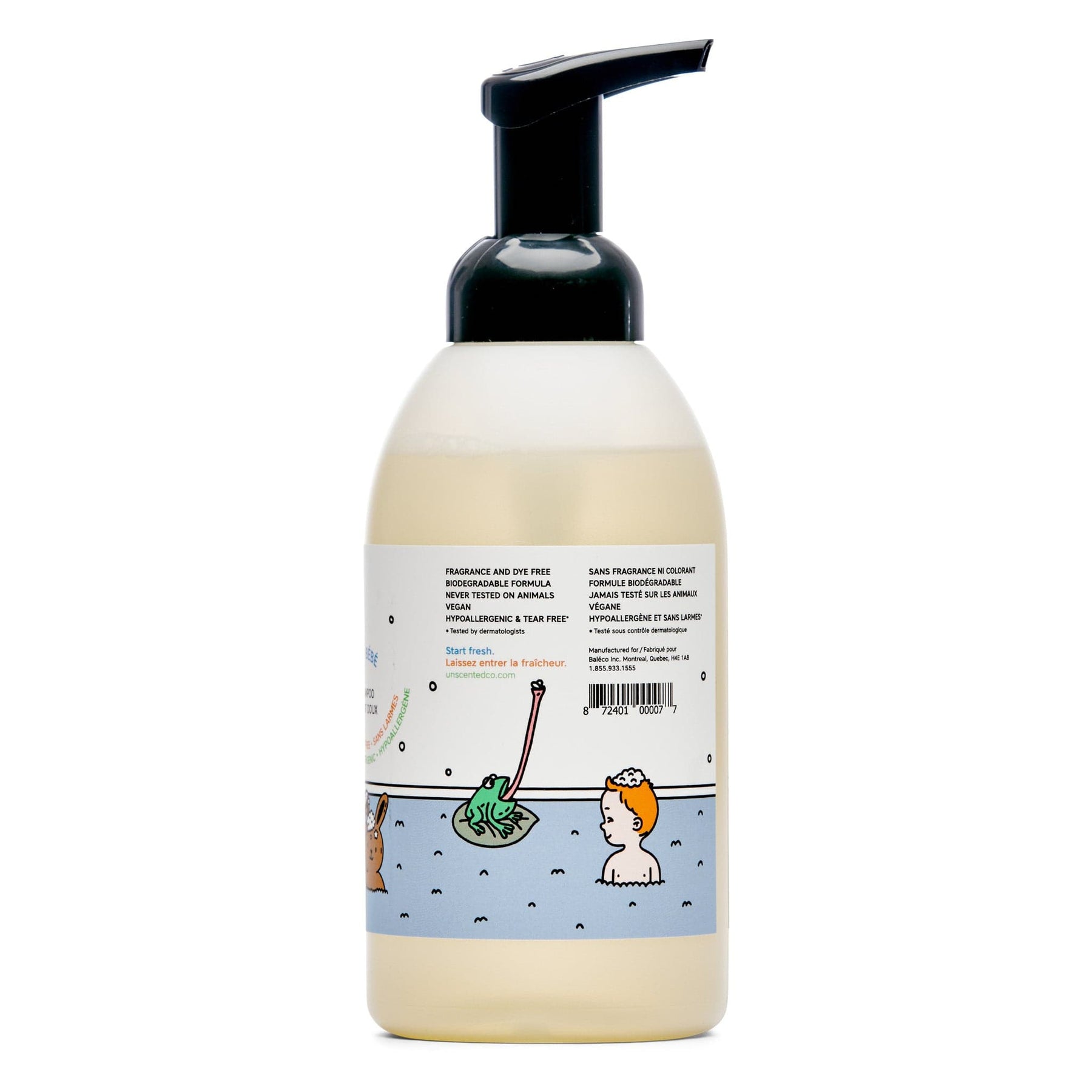 Back of The Unscented Company Baby Foaming Gentle Wash + Shampoo, 550 ml.