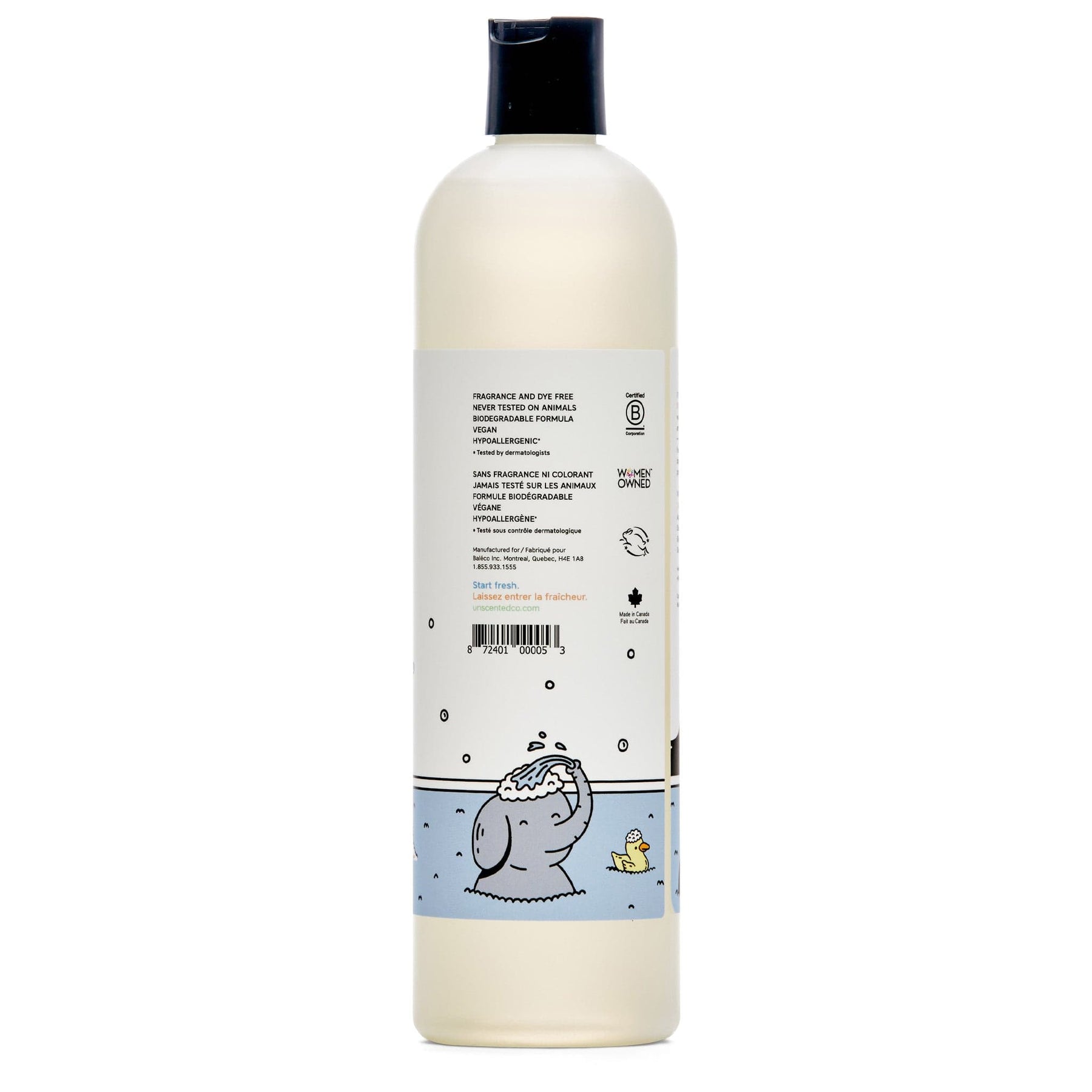 Back of The Unscented Company Kids' bubble bath, 500 ml.