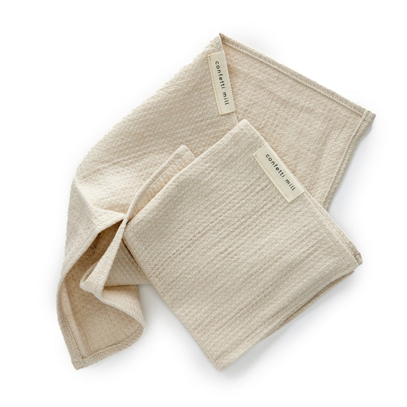 Confetti Mill - Set of 2 Linen Dishcloths, Oat Waffle