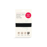 A pack of black plastic-free hair ties from the brand KOOSHOO.