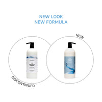 The Unscented Company Hydrating Conditioner pump bottle, 946 mL – before and after: discontinued Daily Conditioner (left) vs. new formula with vegan keratin (right)