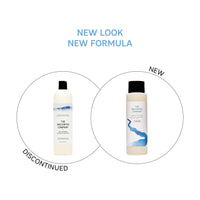 The Unscented Company Hydrating Shampoo bottle, 473 mL – before and after: discontinued Daily Shampoo (left) vs. new formula with vegan keratin (right)