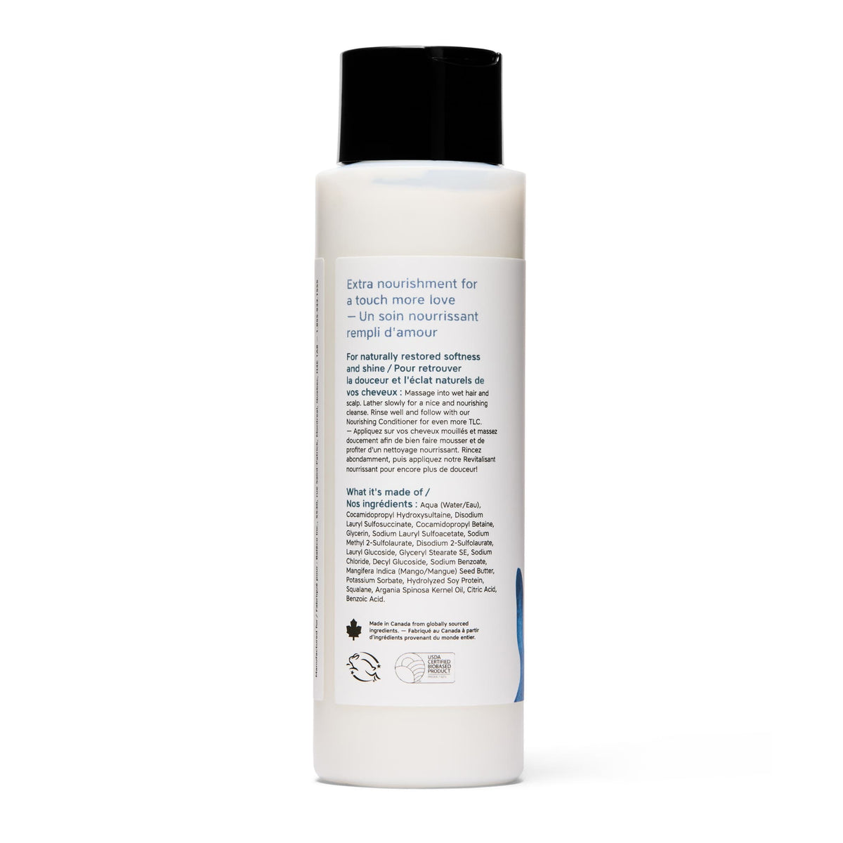 Back label with ingredients, Nourishing Shampoo 473mL bottle